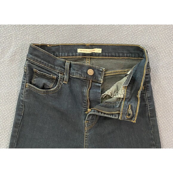 Levi's Levis 720 High Rise Super Skinny Leg Stretch Jeans Size 25 25x30 Raw Hem - Picture 10 of 14